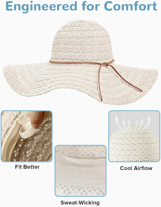 Sun Beach Hats Women Floppy Summer Sunhat with Wide Brim Packable Foldable Travel Accessories