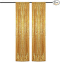 Gold Sequin Backdrop Curtains Glitter Drapes 2FTx8FT 2 Panels for Wedding Birthday Party Decorations Bridal Baby Shower Party Supplies Sparkly Photography Background