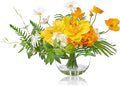 WELL KNOWN Artificial Silk Flowers in Glass Vase for Dining Table Decor, Tropical Orange Orchid Flowers Bouquet Arrangement with Faux Water for Home Office Wedding Party Dining Table Centerpieces Gift