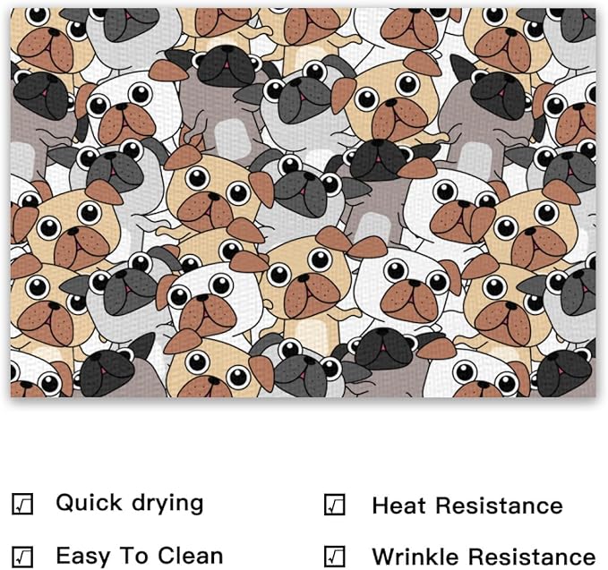 Placemats Set of 4 Waterproof Oilproof Table Mats Cute Puppy Washable Wipeable Heat Resistant Easy to Clean for Indoor Outdoor Party Kitchen Dining Table Decoration 12 * 18in