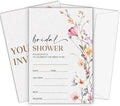 Boho Bridal Shower Invitations, Spring Floral Invites with Envelopes, 4x6 Set of 25 Invite Card for Wedding Shower, Newlyweds, Party Favor & Decorations-A03