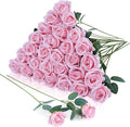 30pcs Fake Roses Artificial Silk Flowers Long Stems Bouquet for Wedding Bridal Shower Party Home Decoration (Pink)