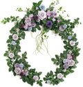 Ling's moment Flower Garland - 6FT Eucalyptus & Rose - Sweetheart Table Decor for Wedding Reception, Artificial Floral Garland for Arch Mantle, Christmas, Backdrop Decoration, Purple