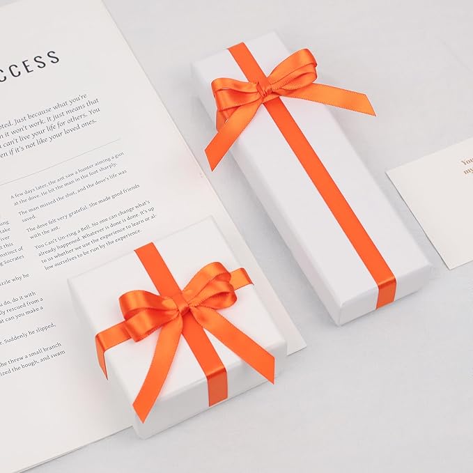 Premium Double Faced Satin Orange Ribbon, 3/8 Inch X 25 Yards, Perfect for Gift Wrapping, Crafts, Wedding Decor