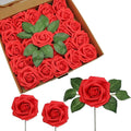 JOYLEX Artificial Flowers Realistic Roses, 25pcs Red Real Looking Fake Roses with Stem for DIY Wedding Bouquets Centerpieces Bridal Shower Party Home Romantic Decorations (25pcs, Red)