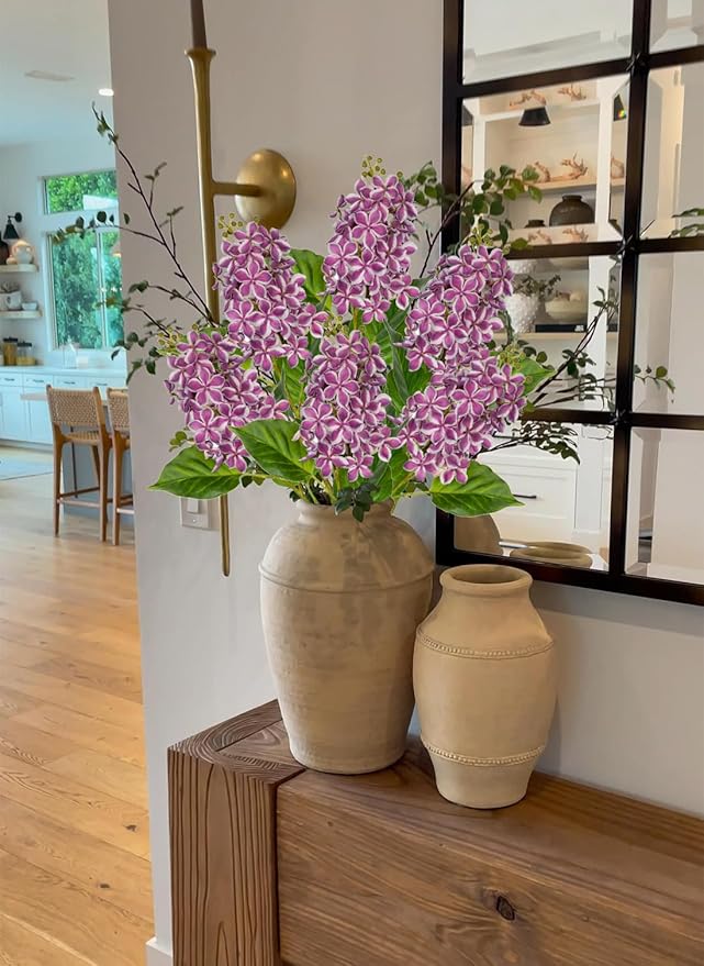 Artificial Lilac Flowers 30" Tall – Set of 3 Silk Lilac Flower Stems for Home Decor, Wedding Centerpieces, Faux Floral Arrangements – Purple Artificial Flowers for Vase, Spring & Farmhouse Décor