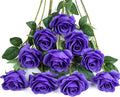 DuHouse 10pcs Fake Roses Artificial Silk Flowers Faux Rose Flower Long Stems Bouquet for Arrangement Wedding Centerpiece Party Home Kitchen Decor(Purple)