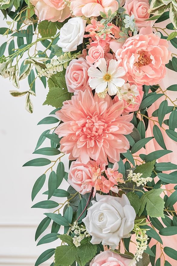 TINGE TIME Artificial Arch Flowers Kit Pack of 5, Wedding Decorations for Reception with Hanging Flowers, Wedding Arch Silk Floral Arrangements Ceremony Backdrop Bridal Shower Outdoor Party Decor