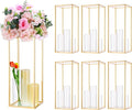 Sieral 6 Sets Wedding Clear Acrylic Flower Vase Include 6 Pcs Centerpieces Flowers Stand 18 Pcs Clear Glass Candle Holders Cylinder Vases, Flower Vases for Table Centerpiece Wedding Home Decor