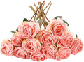 Kimura's Cabin 12pcs Pink Lifelike Artificial Roses Flowers with Stem Faux Silk Rose Bouquet Dried Roses Fake Flowers for Valentines Day Home Centerpiece Wedding Party DIY Decoration (Light Pink)