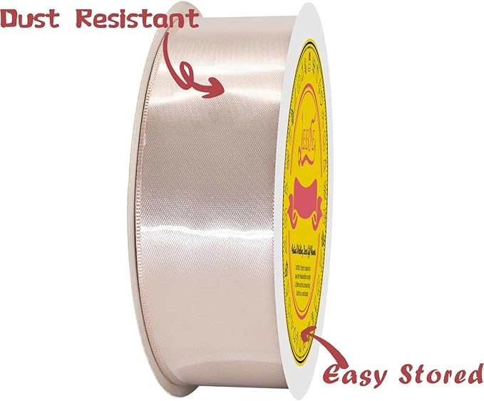 Double Face Satin Ribbon 1-1/2 inch X 50 Yards Polyester Vanilla Ribbon for Gift Wrapping Very Suitable for Weddings Party Hair Bow Invitation Decorations and More
