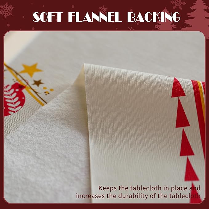 Christmas Rectangle Table Cloth,100% Waterproof Tablecloth,Christmas Decorations for Home, Vinyl Tablecloth Plastic Table Cover for Party，Picnic,Dining,Outdoor 54" x 120",Merry Ribbon