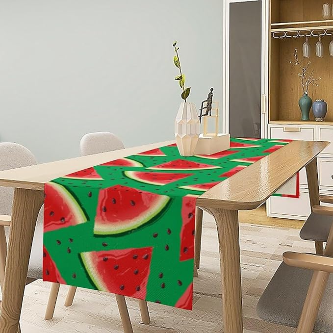 Watermelon Table Runner,Summer Fruit Tropical Birthday Party Decoration Dining Room Home Kitchen Table Decor 13 x 70In
