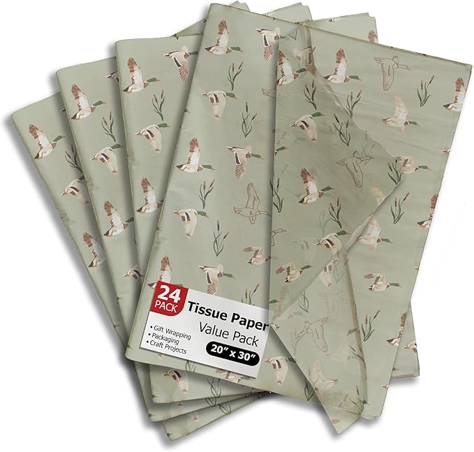 Pro Supply Global Ducks Printed Tissue Paper for Birthday Party Gift Bags or Boxes and Wrapping - Bulk Decorative Art Tissue Paper for Packaging and Gifting | 24 Sheets 20" x 30"