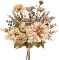 16-inch Artificial Fake Flowers Silk Table Arrangements Faux Plastic Floral Centerpieces for Home with Roses, Dandelions, Daisies, Hydrangea, Eucalyptus, Chrysanthemums and Hollyberries