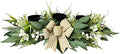 Candle Holder Centerpiece for Table,3 Wick Candle Holder with Artificial Gypsophila Flower,Artificial Eucalyptus Leaves Magnolia Holly Berries and Striped Bow for Table Centerpiece Decor,Dining Room