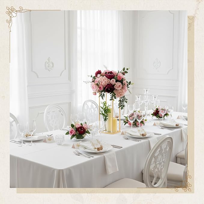 Sieral 6 Sets Wedding Clear Acrylic Flower Vase Include 6 Pcs Centerpieces Flowers Stand 18 Pcs Clear Glass Candle Holders Cylinder Vases, Flower Vases for Table Centerpiece Wedding Home Decor