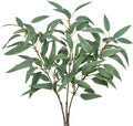Faux Eucalyptus Stems Willow Eucalyptus Leaves 34” Long Fake Salix Leaves 3 Pcs Artificial Greenery Stems for DIY Bouquet Arrangements Centerpieces Shower Decorations-Artificial Eucalyptus Stems