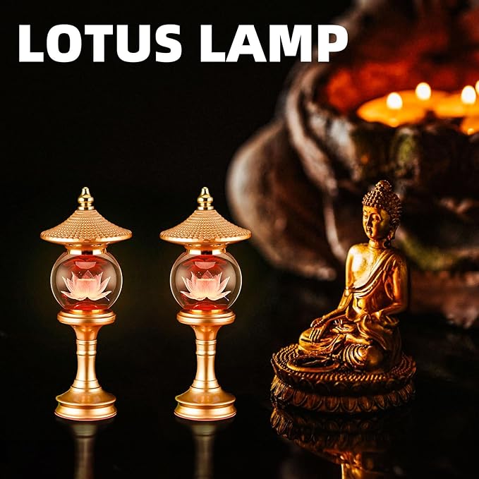Lotus Lamp for Meditation, 7 Color Changing Crystal Buddha Light with Adjustable Switch, Ritual Decor for Buddhist Altar, Yoga Room, Home Temple Supplies & Spiritual Gift (10 inch)