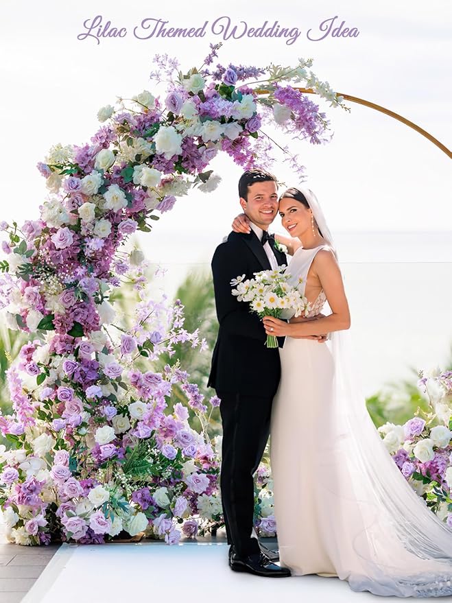 N&T NIETING Purple Artificial Flowers, 25pcs Artificial Flowers Bulk Fake Flowers Roses with Stem for DIY Wedding Bridal Bouquet Baby Shower Home Decoration, Lavender