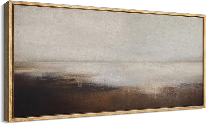 SIGNFORD Extra Large Framed Canvas Print Wall Art Minimalist Landscape in Earth Tones Serene Abstract Horizon Illustrations Modern Art Relax/Calm Warm for Living Room, Bedroom, Office - 60"x30"