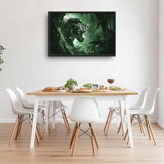 Forest Leopard Large Decor Framed Wall Art Animal Pictures for Living Room, Oversized Canvas Print Painting Modern Extra Large Framed Artwork for Bedroom Office Home Decor 36"x24"