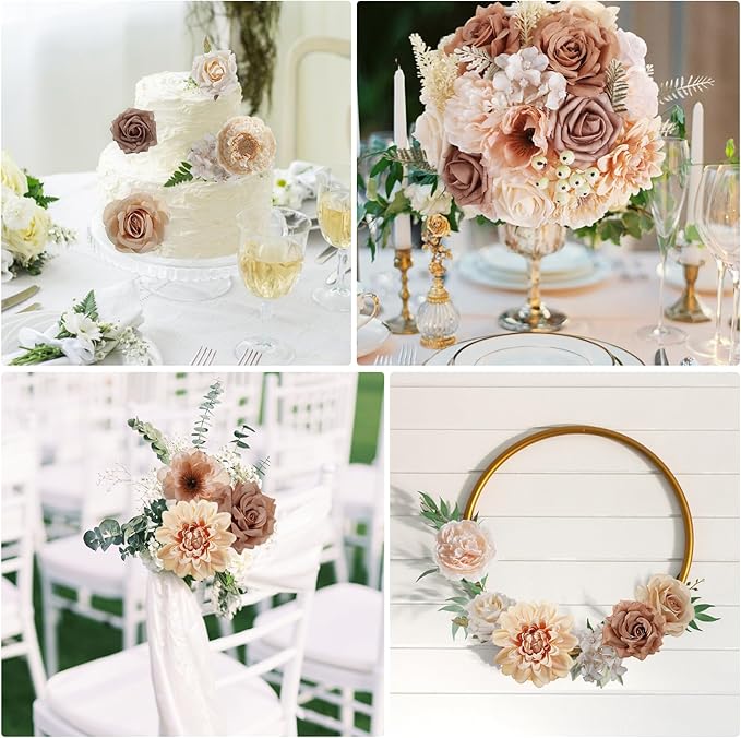 Artificial Flowers Combo Box Fake Rose for DIY Floral Arrangements Wedding Bouquets Centerpieces Baby Shower Party Home Decorations Nude Color