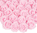 100pcs Foam Rose Artificial Flower Heads, 3-Inch Light Pink Fake Flower Heads Stemless Rose Flowers Bulk for DIY Crafts,Wedding Bouquets Party Baby Shower Home Decor (Light Pink)