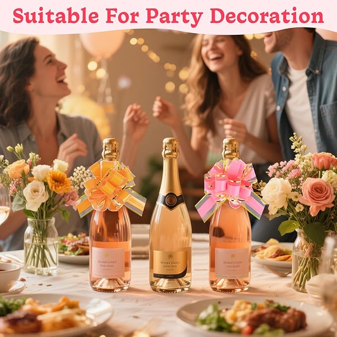 24PCS 6 Inch Large Pull Bows,12 Colors Bow for Gift Wrapping,Reusable Birthday Ribbon Bow for Wrapping Boxes & Decorative Accents