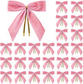 24 Pcs Pink Small Velvet Christmas Bows for Christmas Tree, Wreath, Gift Wrapping, Crafts, Wedding, Party, Twist Tie Bows for Treat Bag Bakery Candy Bags, Home Decor 1" W,3.5 x 3.5 inch