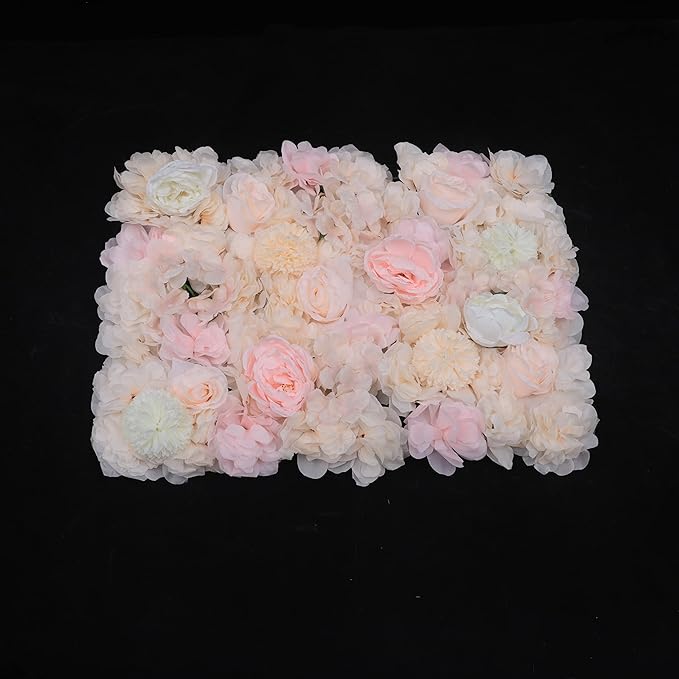 Gdrasuya10 6pcs Realistic Flower Wall Background Artificial Flowers Wall Backdrop Panel 3D Silk Rose Fake Flower Wall Panel Banquet Wedding Party Decor, Photography Background 60 x 40 cm