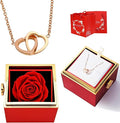 ‌TINGKU Eternal Real Rose Gift Box for Women, Preserved Rose with Customized Name Engraved Heart Necklace, Personalized Romantic Gift for Wife, Girlfriend, Mom, Mother's Day Love Keepsake