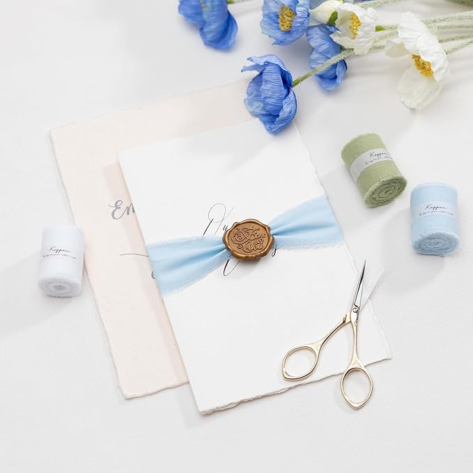 1-1/2" x 18 Yd Cotton Ribbon for Gift Wrapping Wedding Invitations Bridal Flower Bouquets, Mixed Color Fabric Ribbons Set 2 Yards x 9 Rolls