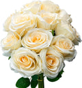 12 PCS Rose Artificial Silk Flowers, Fake Roses with Long Stems Realistic Faux Rose Flower Bouquets for Home Wedding Decoration Party-Champagne