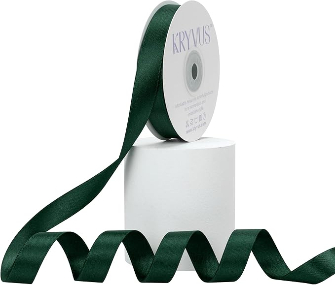 Hunter Green Satin Ribbon, Double Faced 5/8 Inch X 25 Yards Hunter Green Ribbon, Premium Satin Ribbon for Gift Wrapping, Crafts, Hair Bow Making, Sewing, Flower Bouquet, Wedding Party Decor