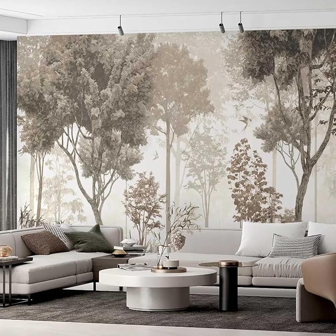 Floral Forest Wall Murals Peel and Stick Forest murals Removable Waterproof Large Wallpaper for Living Room Bedroom (Color-11, 118×82 inch)