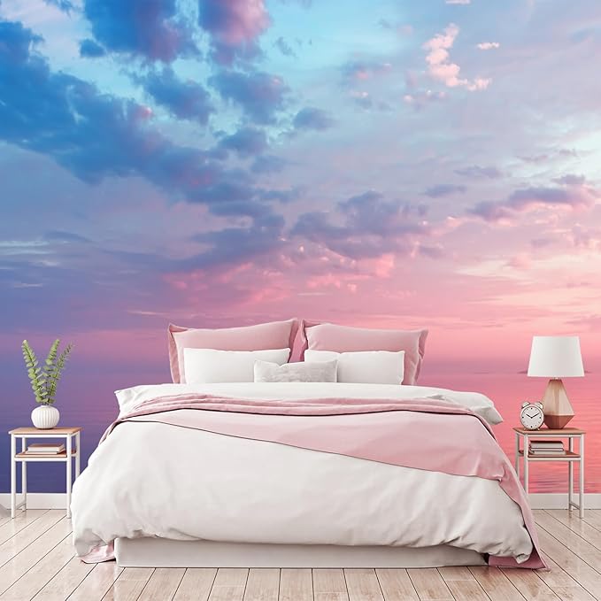 Cliouar-Pink and Blue Clouds Cover The Calm Waters of Lake Onega Peel and Stick 90" x 67"