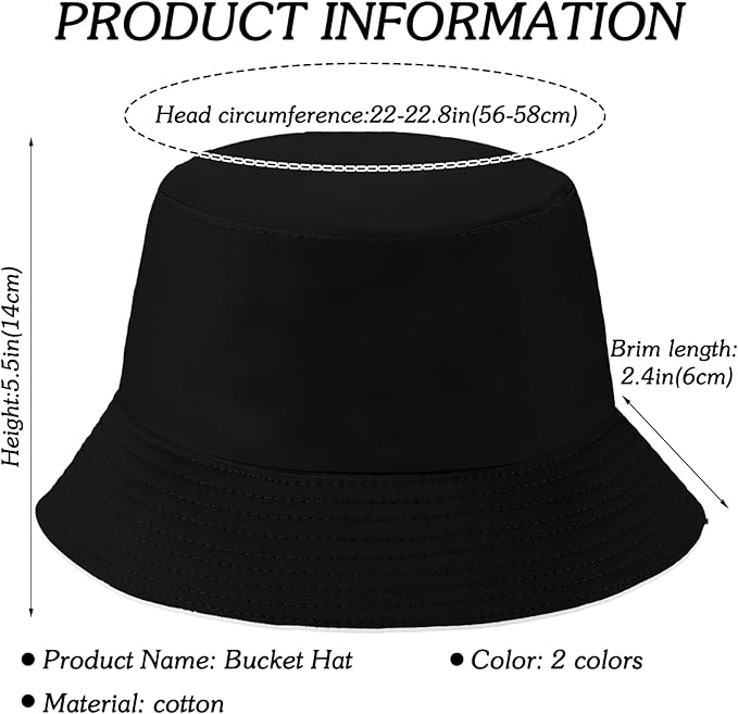 Sun Hat for Women Bucket Hat Cotton Reversible Summer Travel Beach Fishing Cap