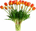 Artificial Flowers 20pcs Fake Tulips Real Touch, Faux Latex Tulips Flowers with Gift Box Soft Faux Tulips Bouquets Arrangements for Party Wedding Home Room Decoration(Orange)