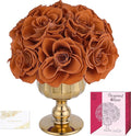 Forever Flowers Preserved Roses in Glass Vase, Fall Flower for Delivery, Eternal Roses Autumn Gift for Women, Table Centerpiece Flowers for Home Decor Wedding Birthday Anniversary Party