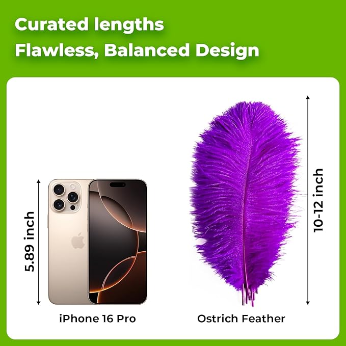 Piokio 20pcs Natural Purple Ostrich Feathers 10-12 inch (25-30cm) Bulk Feathers for Wedding Party Centerpieces, Home Decoration and DIY Clothing, Gatsby Decorations