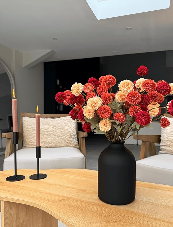 9 pcs Fall Flowers Artificial Pompon Mum - Fake Kiku Flowers Silk Small Mini Chrysanthemum Ball Faux Mum Decor for Autumn Filler DIY Bouquet Centerpieces Arrangements Shower(Multicolor-Fall-9Pcs)
