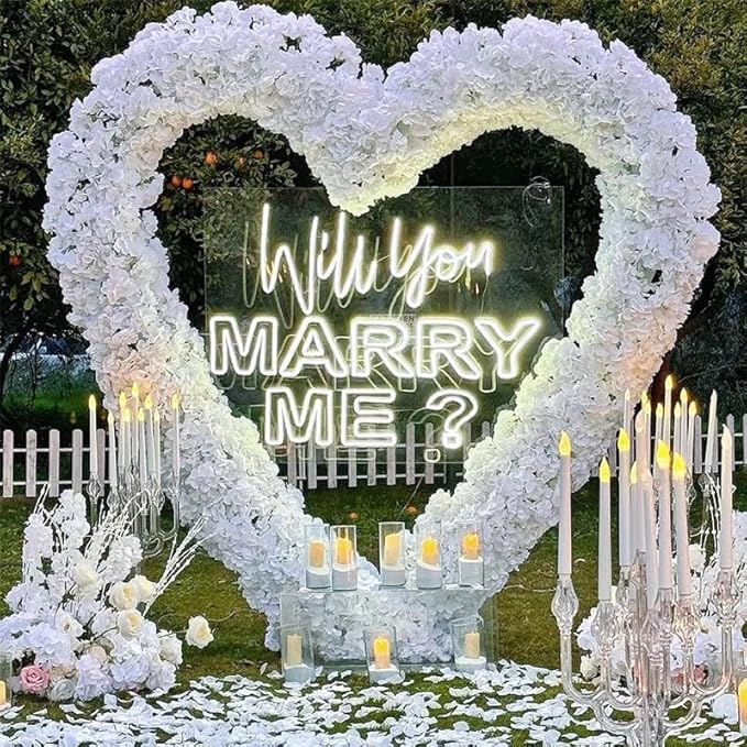 7FT Heart Shaped Metal Arch Frame, Wedding Arch Stand for Ceremony, Large Double Tube Balloon Arch for Wedding Backdrop (White)