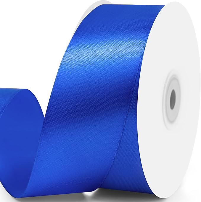 1-1/2" x 50 Yards Satin Ribbon - Roya Blue Silk Ribbon with Spool - Ideal for Gift Wrapping, Floral Bouquets, Crafts, Wedding Party Decorations, Christmas and Sewing Projects