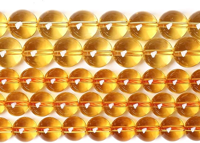 8MM 46PCS Natural Crystal Stone Clean Citrine 3A Grade Loose Beads for Jewelry Making DIY Bracelet