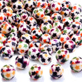 100 PCS 10mm Resin Beads Bulk for Bracelet Making Kit, Colorful Five-Pointed Star Printed White Round Loose Beads for Jewelry Earring Necklace Rings Art Craft DIY Projects