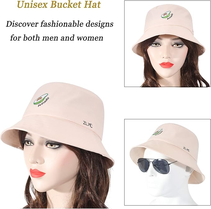 ZLYC Unisex Fashion Embroidered Bucket Hat Summer Fisherman Cap for Men Women