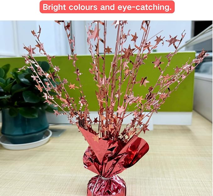 ALISSAR 2-Pack Glitter Rose Gold Star Centerpieces-Table Decorations for Home Decor Birthday Wedding Anniversary Decor (Rose Gold)