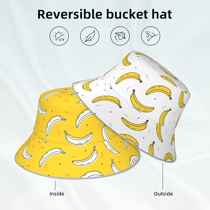 Bucket Hat Double-Side-Wear Reversible Sun Hat Beach Travel Hiking for Women Men
