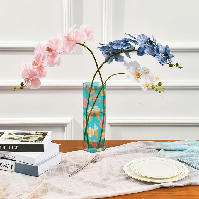 ALAZA Ice Cream Donuts Pattern Flower Vases for Home Decor Kitchen Bedroom Living Room Bathroom Office Table Decorations